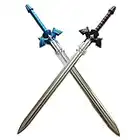 damdos Halloween Prop PU Foam Cosplay Weapons for Sky Sword Kirito Kirigaya Shield Link Breath of The Wild Bow Arrow Crossbow Birthday Gifts (Black+Blue=2pcs)