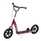 HOMCOM Teen Push Scooter Kids Children Stunt Scooter Bike Bicycle Ride On 12" EVA Tyres (Red)