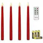 Rhytsing Lot de 4 Bougies Chandelier Led Rouge Télécommandes pour Mariage H 27.5cm