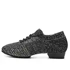 YKXLM Scarpe da Ballo Latino da Donna con Lacci Punta Chiusa Pratica Scarpe da Allenamento da Sala da Jazz Tango Allenamento,Nero-Scamosciato-2.5CM Tacco,37EU