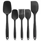 Espátulas de Silicona 5 Juegos Utensilios de Cocina Silicona Resistentes al Calor, Herramientas antiadherentes para Hornear Utensilios de, Conjuntos de Utensilios - Negro