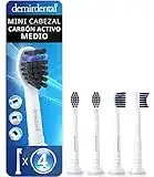 Pack con 4 cabezales demirdental compatibles con los recambios de Philips Sonicare con carbón activo, mini, cepillos de dureza media, Blanco, HX4084m