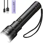 SuperFire C20 LED Torch Rechargeable, 3600 Lumens Super Bright Flashlight, 5 Lighting Modes with 4800 mAh Rechargeable Battery, IP46 Waterproof Led Torch for Power Cuts, Camping Etc