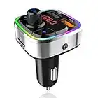 DeeprBetter Bluetooth 5.0 FM Trasmettitore,Adattatore Audio Radio Auto Wireless Kit Mani libere con QC3.0 & 5V/2.4A USB Charger,Retroilluminato Colorata,Supporto Lettore Musicale MP3 TF Card/U Disk