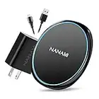 NANAMI 10W Fast Wireless Charger, Qi Charging Pad with QC3.0 Adapter USB Charger for iPhone 14/13/12/12 Mini/11 Pro Max/XS/XR/X/8, Fast Charging Samsung S23/S22/S21/S20 fe/S10/S9,Note 20,Airpods Pro/3