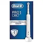 Oral-B Pro 1 Electric Toothbrush with Pressure Sensor, 1 Handle, 1 Toothbrush Head, 1 Mode with 3D Cleaning, 2 Pin UK Plug, 600, White