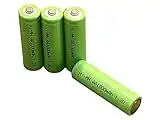 Dunamis 4pk AA Rechargeable Solar Light Batteries 1.2v NiMH AA 1000mAh - Suitable for Outdoor Garden Solar Lights ……(4pk, AA 1000mAh - Green Cell)