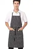 Chef Works mens Bib Apron, Black/White Chalk Stripe, 34.25-Inch Length by 27-Inch Width US