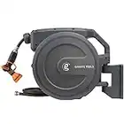 Giraffe Tools AW30 Garden Hose Reel Retractable 1/2" x 100 ft Wall Mounted Water Hose Reel Automatic Rewind, Any Length Lock, 100ft, Dark Grey