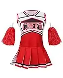 yolsun Cheerleader Costume for Girls Halloween Cute Uniform Outfit (110(3y)), Red