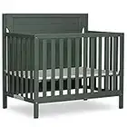 Dream On Me Bellport 4 in 1 Convertible Mini/Portable Crib In Safari Green, Non-Toxic Finish, Made of Sustainable New Zealand Pinewood, With 3 Mattress Height Settings, 40"L x 25"W x 33"H