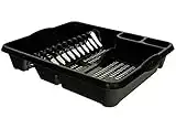 Galleries High Grade Large Plastic Dish Drainer Plate and Cutlery Rack Holder (Mid-night Black)