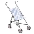 Jc Toys- Silla de paseo plegable modo paraguas, para muñecas de hasta 45 cm, ideal para jugar y pasear, blanco y rosa a rayas, decoración elefante, diseñado por Berenguer, +2 años