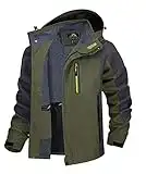 TACVASEN Hiking Jackets Men Waterproof Military Tactical Jacket Mens Army Lightweight Travel Camping Jacket Hunting Fishing Zip Pockets, Army Green, XXL