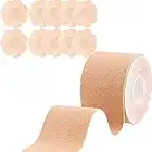 Cinta Adhesiva Pecho,Cinta Adhesiva para Pechos,Sujetador Adhesivo,Cinta de Levantamiento de Senos,1 Rollo Boob Tape y 10 Piezas de Cubre Pezones,Cinta De Senos,Cinta para el Pecho,Cinta Push Up Pecho