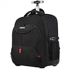 17.3inch Rolling Backpack for Men Women, Carry on Backpack with Wheels Waterproof Large Wheeled Travel Laptop Backpack Luggage Bag Trolley Briefcase on Wheels Business College School Bookbag, Black