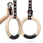 Gonex Gymnastic Rings with Adjustable Number Straps, Olympic Rings for Gym, Workout, Exercise, Outdoor Training, Quick Install Carabiner, 8.5 ft Straps Pull Up Non-Slip Rings