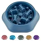 CAISHOW Slow Feeder Dog Bowl Anti Gulping Healthy Eating Interactive Bloat Stop Fun Alternative Non Slip Dog Slow Food Feeding Pet Bowl Slow Eating Healthy Design for Small Medium Size Dogs（Blue，Bone