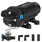 DC HOUSE Brushless Water Pressure Diaphragm Pump, 5.5 GPM 60 Psi RV water pump 12V with Pressure Switch, Self Priming Fresh Water Pump for RV Boat Camper Yacht Garden