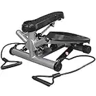 leikefitness Premium Portable Twist Stair Stepper Adjustable Resistance, Twisting Step Fitness Machine with Bands and LCD Monitor (ST6610-Silver)