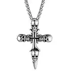 Silver Skull Chain Gothic Cross Necklace Biker Necklace Punk Necklace for Men Skeleton Necklace Pirate Jewelry Biker Necklace Devil Chain