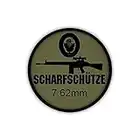 Copytec Patch/Aufnäher - 7,62mm Scharfschütze G3 Zielfernrohr Gewehr Bundeswehr Waffe Sturmgewehr Standardgewehr AGA Fallschirmjäger Uniform #19558