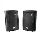 Dual Electronics LU43PB Black 4 inch 3-Way High Performance Outdoor Indoor Speakers with Powerful Bass | Effortless Mounting Swivel Brackets | Weather Resistant | Sold in Pairs | Black