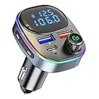 Golvery Radio Bluetooth FM Transmitter for Car, Wireless Bluetooth Car Kit with Display, Type-C PD 20W & QC3.0 USB Fast Charger, Car AUX Adapter for Hands-free Calling, U Disk Hi-Fi Music Play