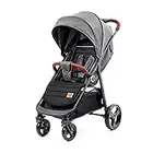 Kinderkraft Passeggino Leggero GRANDE, Elegante, Ampia Cappottina, Pieghevole con una Mano, Accessori, 0-15 Kg, Grigio