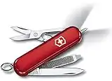 Victorinox Signature Lite Swiss Army Pocket Knife, Small, Multi Tool, 7 Functions, LED, Pen, Red