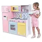 KidKraft KidKraft Wooden Large Pastel Play Kitchen with Turning Knobs, See-Through Doors and Play Phone