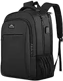 MATEIN Daypack, Laptop Rucksack Herren, 15.6 Zoll Business Rucksäcke Wasserdicht Rucksack Laptop Backpack Tasche Damen Daypacks mit USB Ladeanschluss Geschenk für Männer Frauen Arbeit Reisen, Schwarz