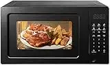 SMETA Small Microwave Oven Microwaves 0.7 Cu. Ft/700W Mini Compact Ovens Countertop for RV Dorm Small Space, Smallest Portable Microwave Black, 10 Power Levels, Child Safety Lock, 12 Inch Deep