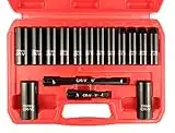 WETT 3/8-Inch Drive Deep Impact Socket Set, 16 Piece Metric Socket Set, 6 Point, Cr-V Steel, 7-22mm Sockets with 3", 6" Extension Bar