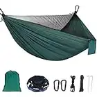 Camping Hammock with Mosquito Net, Sendowtek Portable Travel Hammock with Tree Straps D-Shape Carabiners, Elastic Ropes Loop, Parachute Nylon Hammock for Outdoor Backpacking Backyard Hiking Camping