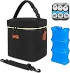 Breastmilk Cooler Bag with Ice Pack, Fits 6 Baby Bottles Up to 9 Ounce Insulated Baby Bottle Bag, Mancro Breast Milk Cooler on The go with Strap, Baby Bottle Cooler Bag for Nursing Mom Daycare, Black