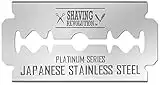 50 Count Double Edge Razor Blades - Men's Safety Razor Blades for Shaving - Platinum Japanese Stainless Steel Double Razor Shaving Blades for Men for a Smooth, Precise and Clean Shave