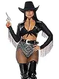 Forplay Women's 3Pc. Sexy Cowgirl Costume, Black Silver, M/L