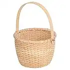 Jenngaoo Cesto in Rattan, Cestino Portafrutta Naturale Intrecciato a Mano Contenitore Rotondo Casalinghi con Manici per Decorazione, Picnic, Generi Alimentari e Deposito di Giocattoli - 8,5''x6,1''