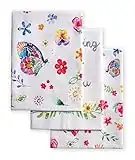 Maison d' Hermine Happy Florals 100% cotone, set di 3 asciugamani da cucina multiuso morbidi assorbenti strofinacci Asciugamani bar Primavera/Estate (Sweety1, 50cm x 70cm)