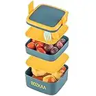 Lunch Box, 2-Layer Bento Boxs, Compartment Lunch Boxes with Tableware, LunchBoxes for Kids Adults Work School, Suitable for Microwave Freezer Dishwasher, Lunch Box Kids