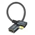 Twozoh Cavo adattatore Mini HDMI a HDMI 0,2M, Nylon intrecciato 90 gradi angolo retto maschio Mini HDMI a Femmina HDMI Prolunga supporto 3D/4K 1080p