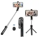 Wireless Selfie Stick, Tripod Stand and Detachable Wireless Remote, Support Video Record, 360° Adjustable Extendable Monopod for iPhone 14/14 Pro max/13/13Pro max,Galaxy Series Smart Phone