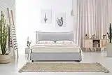 EVERGREENWEB Letto Matrimoniale con Contenitore e Rete Doghe in Legno 160X200 con Materasso Matrimoniale + 2 cuscini memory Elegante Testiera in Tessuto Sfoderabile Ideale per Camera da Letto Ghiaccio