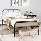 COSTWAY 3FT Single Metal Bed Frame, Twin Size Platform Bed with Headboard, Footboard and Underbed Storage Space, Slat Support Bedstead Base Mattress Foundation, No Box Spring Needed