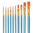 10 Pezzi Pennelli Acrilici - Brencco Nylon Brushes, Set per Acquerelli ad Olio per Guazzo Artisti Bambini Principianti Amanti della Pittura - Blu