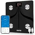 RENPHO Rechargeable Bluetooth Body Fat Scale, Elis 1 Smart Bathroom Digital Weight Scale with Smartphone App, Body Composition Monitor for Body Fat, BMI, Bone Mass, Weight, 396 lbs Black