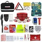 ISWEES Car Emergency Kit with Jumper Cable,Auto Roadside Assistance Tool Bag for Truck Vehicle LED Flashlight,Winter Traveler Safety Emergency Kit with Blanket Shovel Triangle (Box)