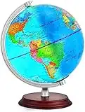 TTKTK Illuminated World Globe for kids Rewritable with Wooden Stand,Built in LED for Educational Night View Globe lamp for Kids Home Décor and Office Desktop（Contains pen and Cleaning Cloths）