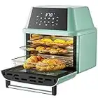 COSTWAY 8-in-1 Air Fryer Oven, Multifunctional Programmable 19QT Cooking Oven with 10 Accessories, Rotisserie, 8 Pre-set Recipe, LED Digital Touchscreen, Viewing Window, 1800W (Green)